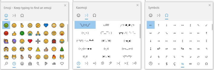 Kaomoji and Symbols en el selector