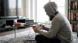 Gamer usando consola portatil 2026